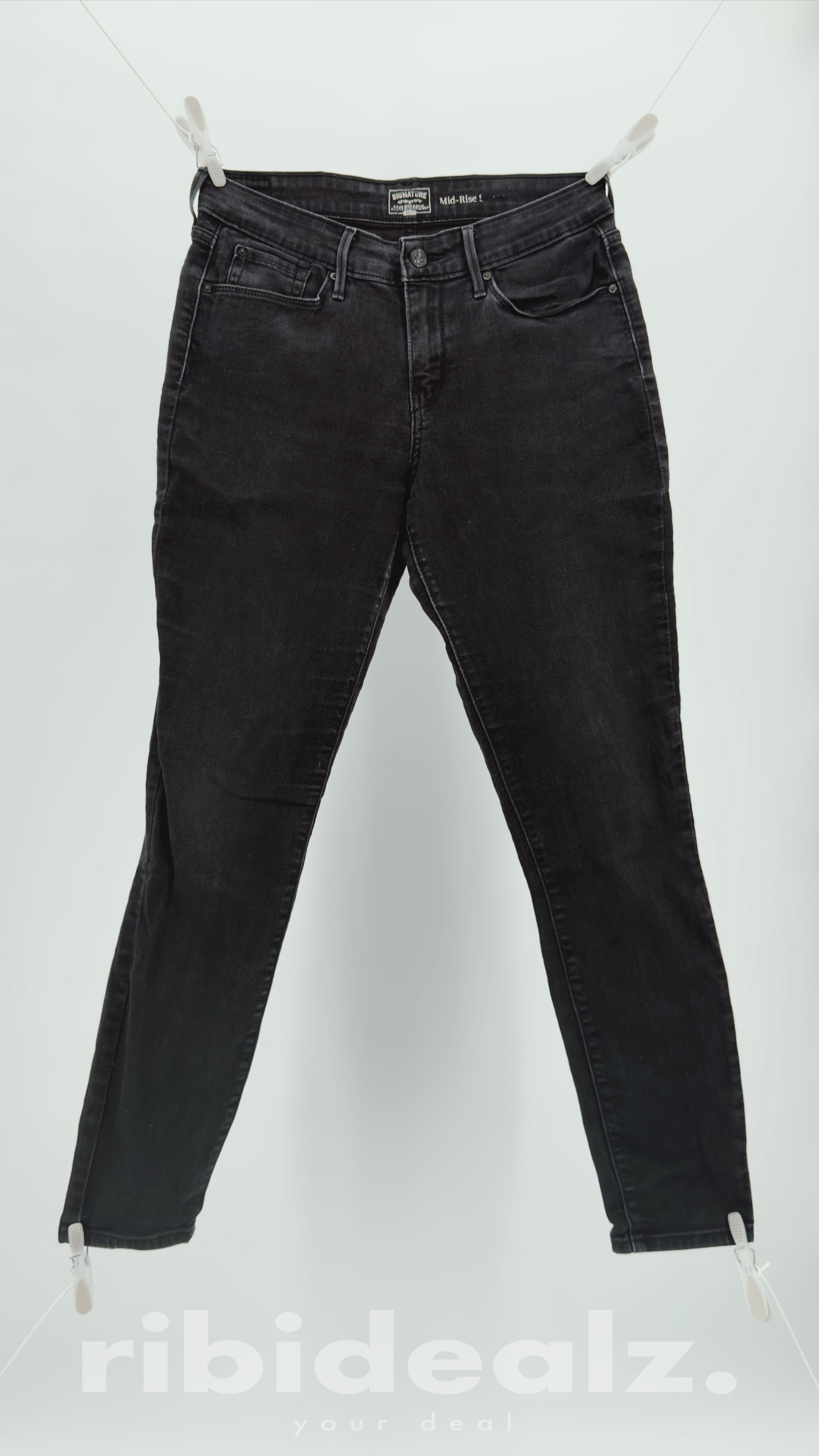 Levi’s Signature Jeans Damen Schwarz Mid-Rise W28 L30