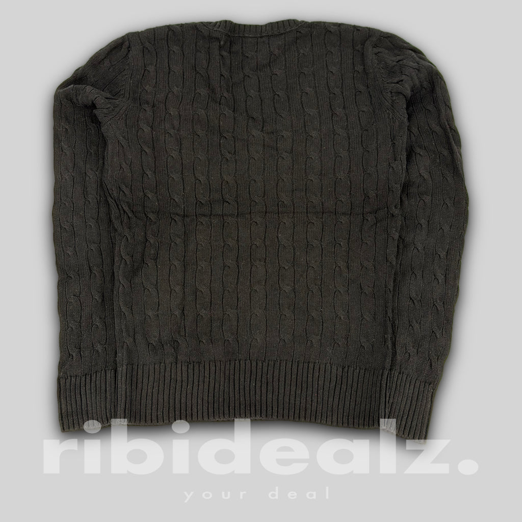 Tommy Hilfiger Pullover Damen Schwarz V-Neck Cable Knit M