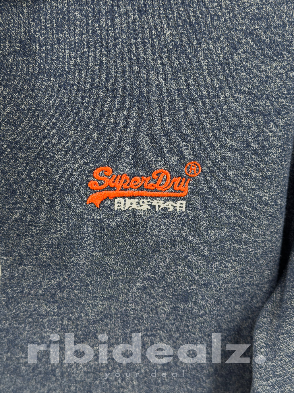 Superdry Vintage Zip Hoodie Blau Meliert Herren Größe S Kapuzenjacke
