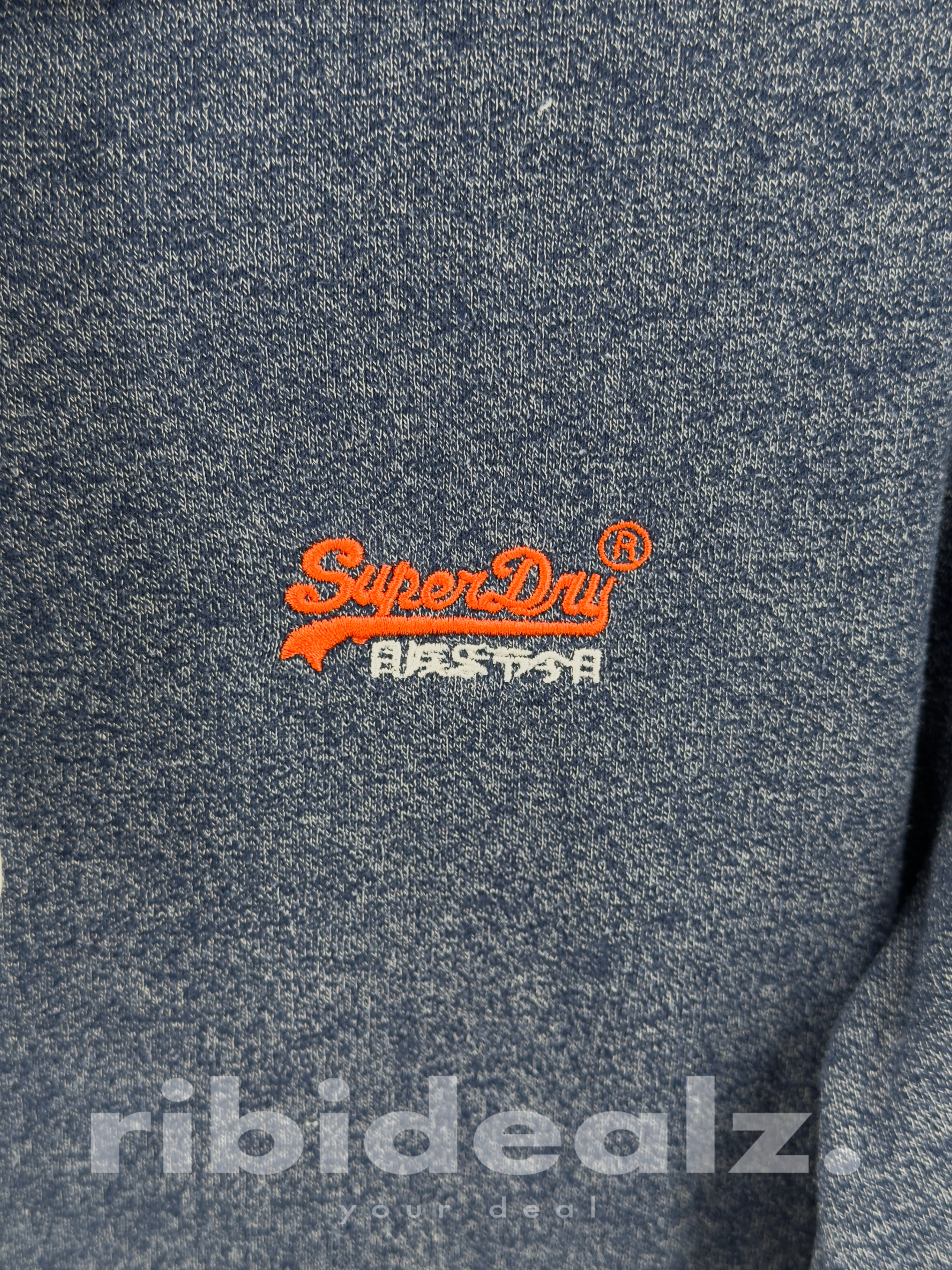 Superdry Vintage Zip Hoodie Blau Meliert Herren Größe S Kapuzenjacke