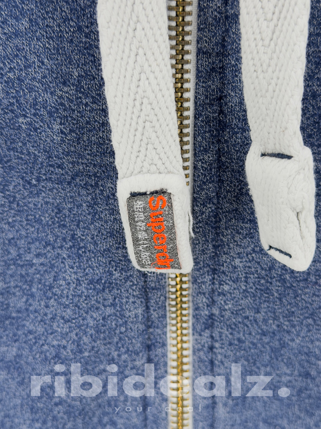 Superdry Vintage Zip Hoodie Blau Meliert Herren Größe S Kapuzenjacke