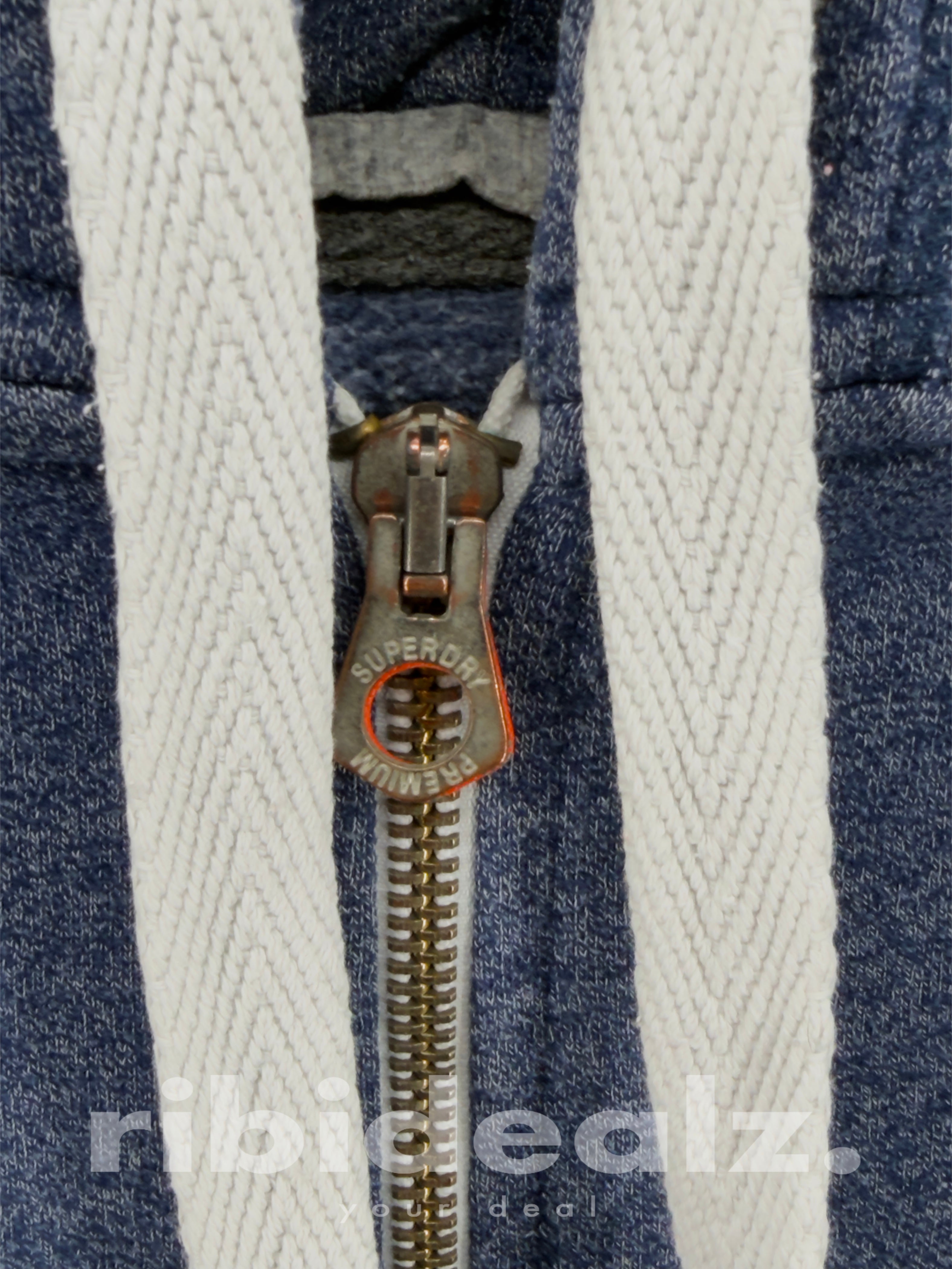 Superdry Vintage Zip Hoodie Blau Meliert Herren Größe S Kapuzenjacke