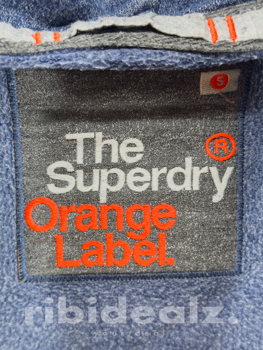 Superdry Vintage Zip Hoodie Blau Meliert Herren Größe S Kapuzenjacke