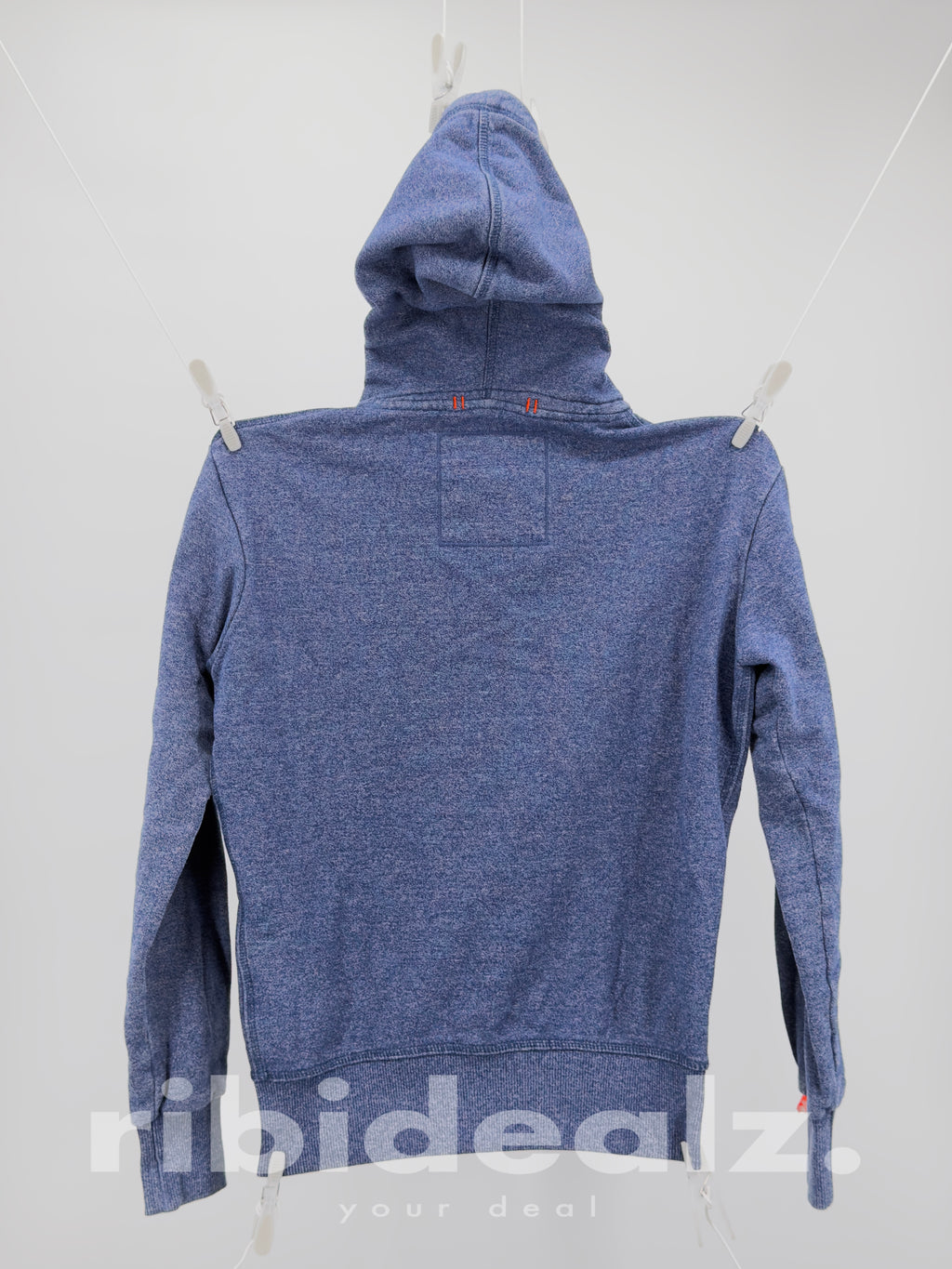 Superdry Vintage Zip Hoodie Blau Meliert Herren Größe S Kapuzenjacke