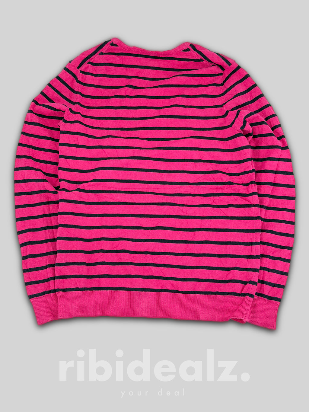Tommy Hilfiger Damen Pullover Pink Schwarz Gestreift – Größe L