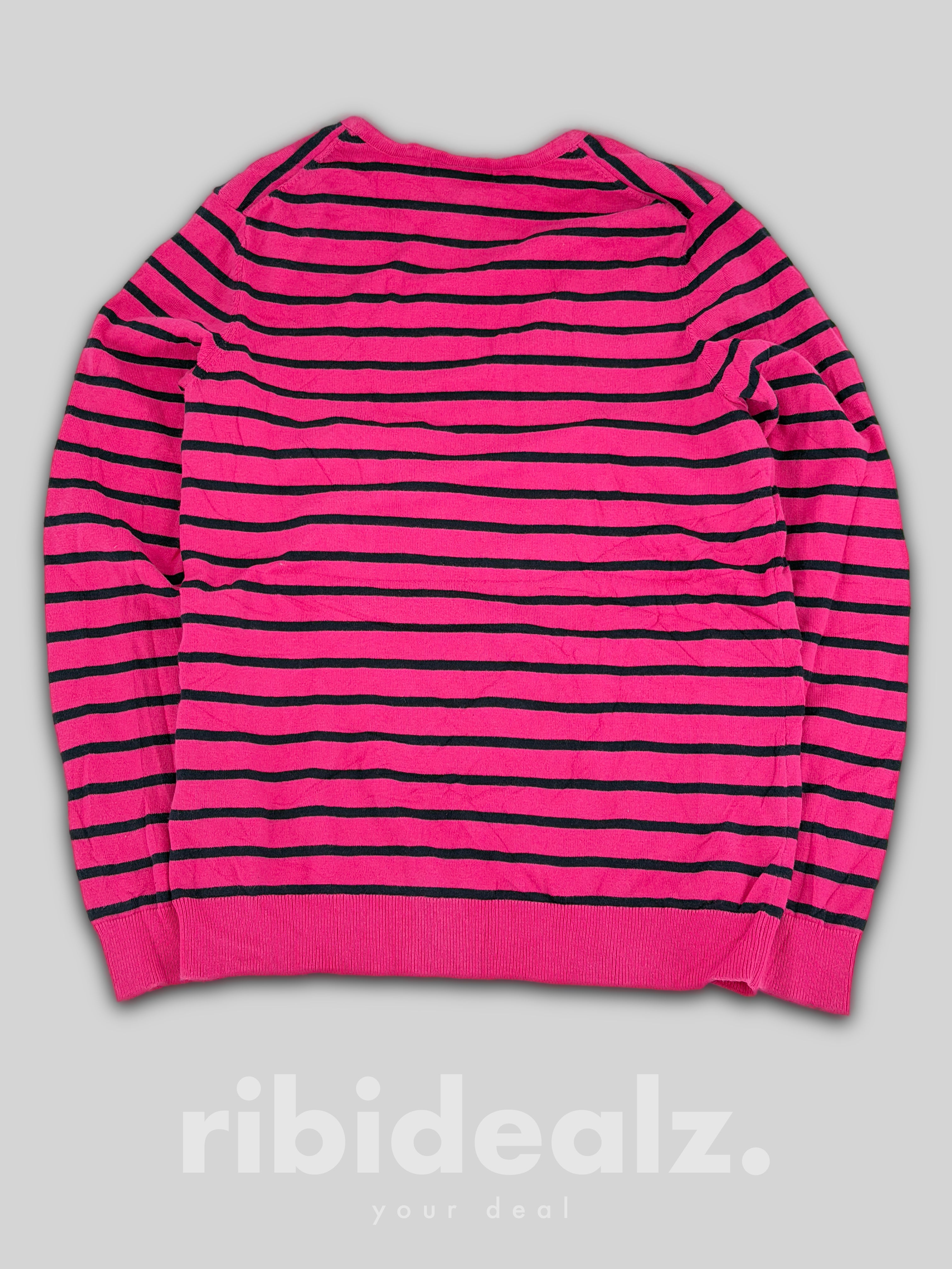 Tommy Hilfiger Damen Pullover Pink Schwarz Gestreift – Größe L