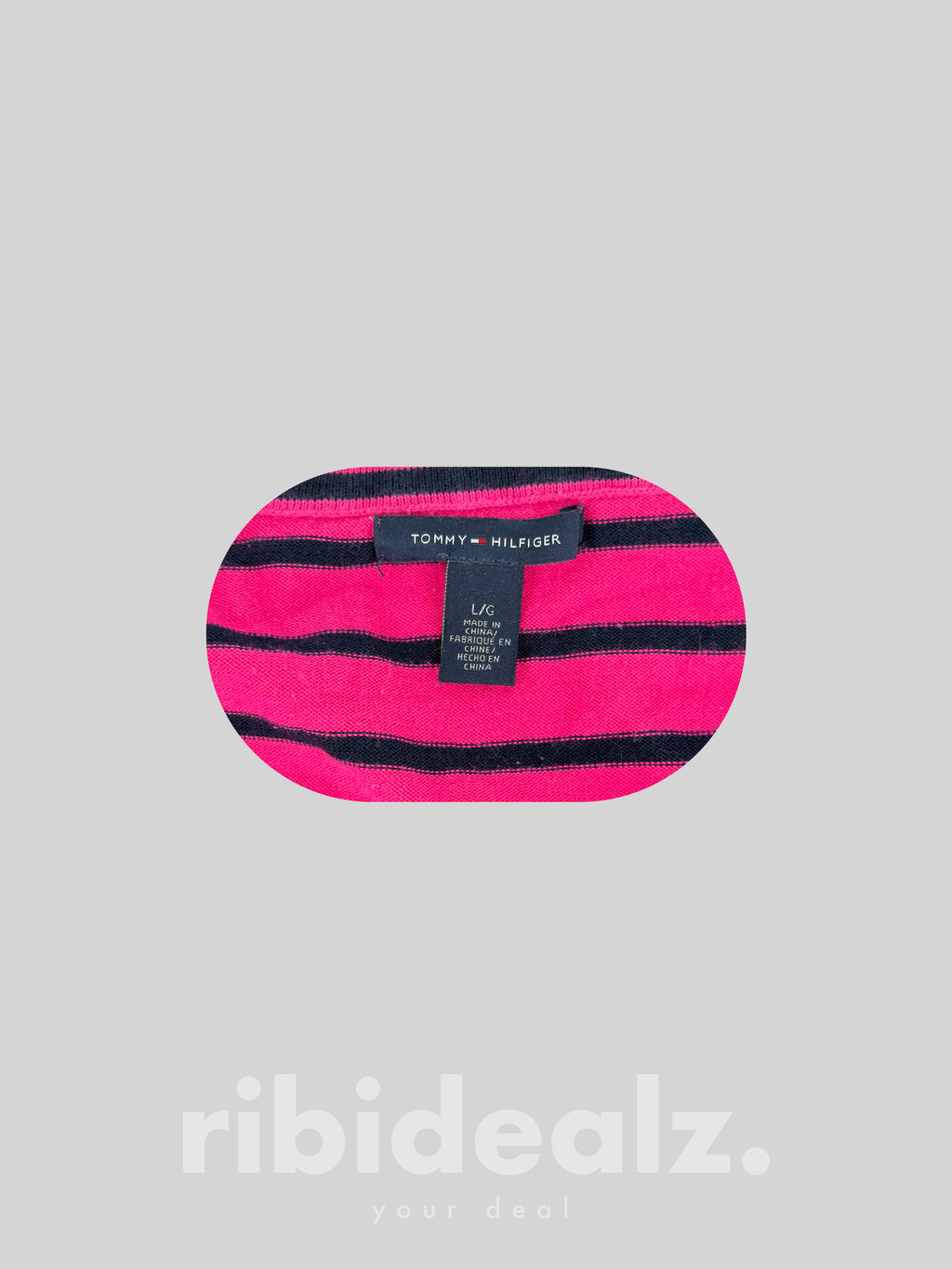 Tommy Hilfiger Damen Pullover Pink Schwarz Gestreift – Größe L