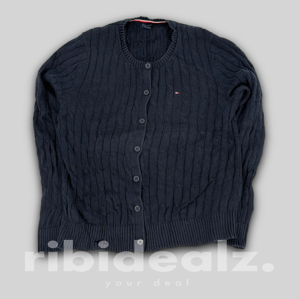 Tommy Hilfiger Strickjacke Damen Dunkelblau Cable Knit L Cardigan