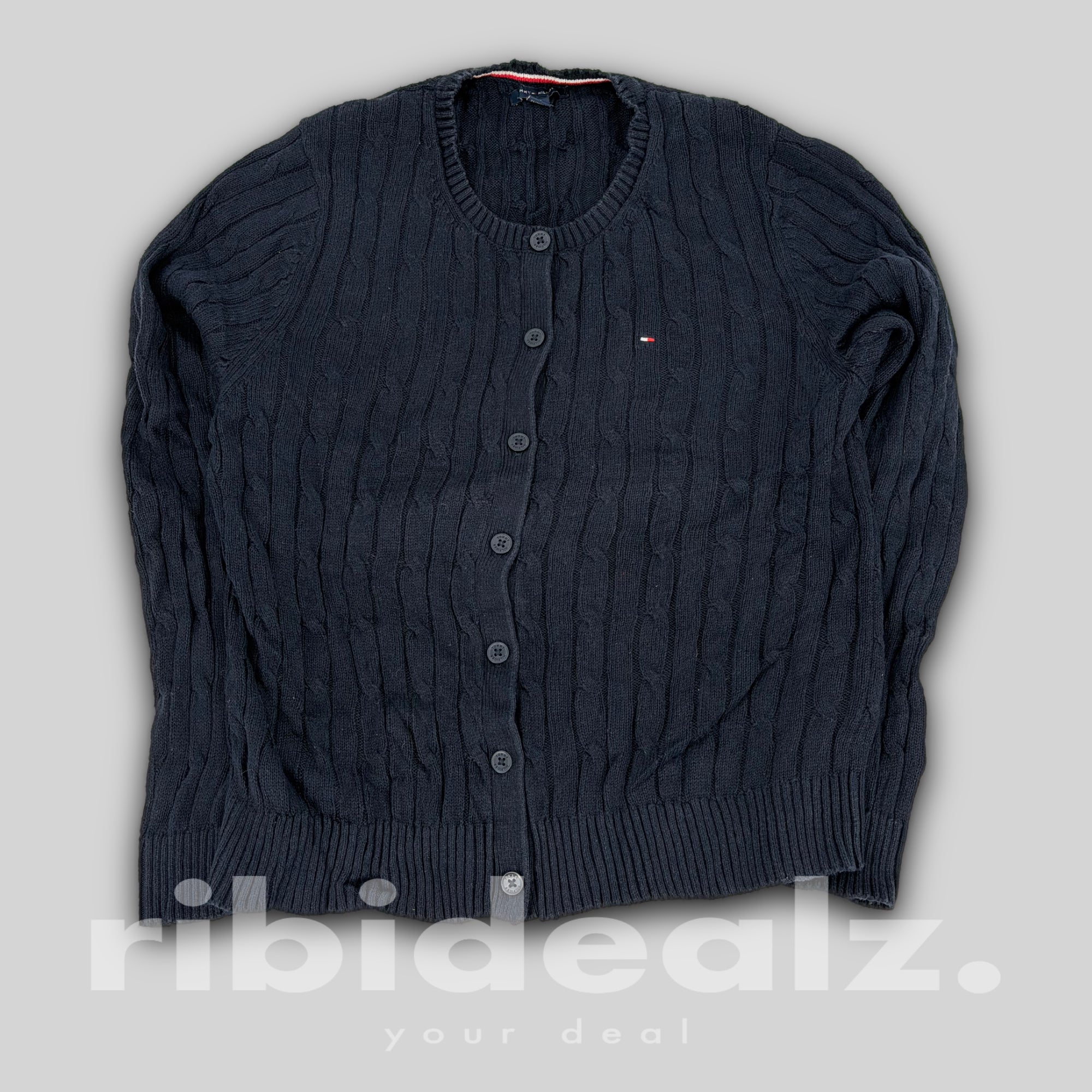Tommy Hilfiger Strickjacke Damen Dunkelblau Cable Knit L Cardigan