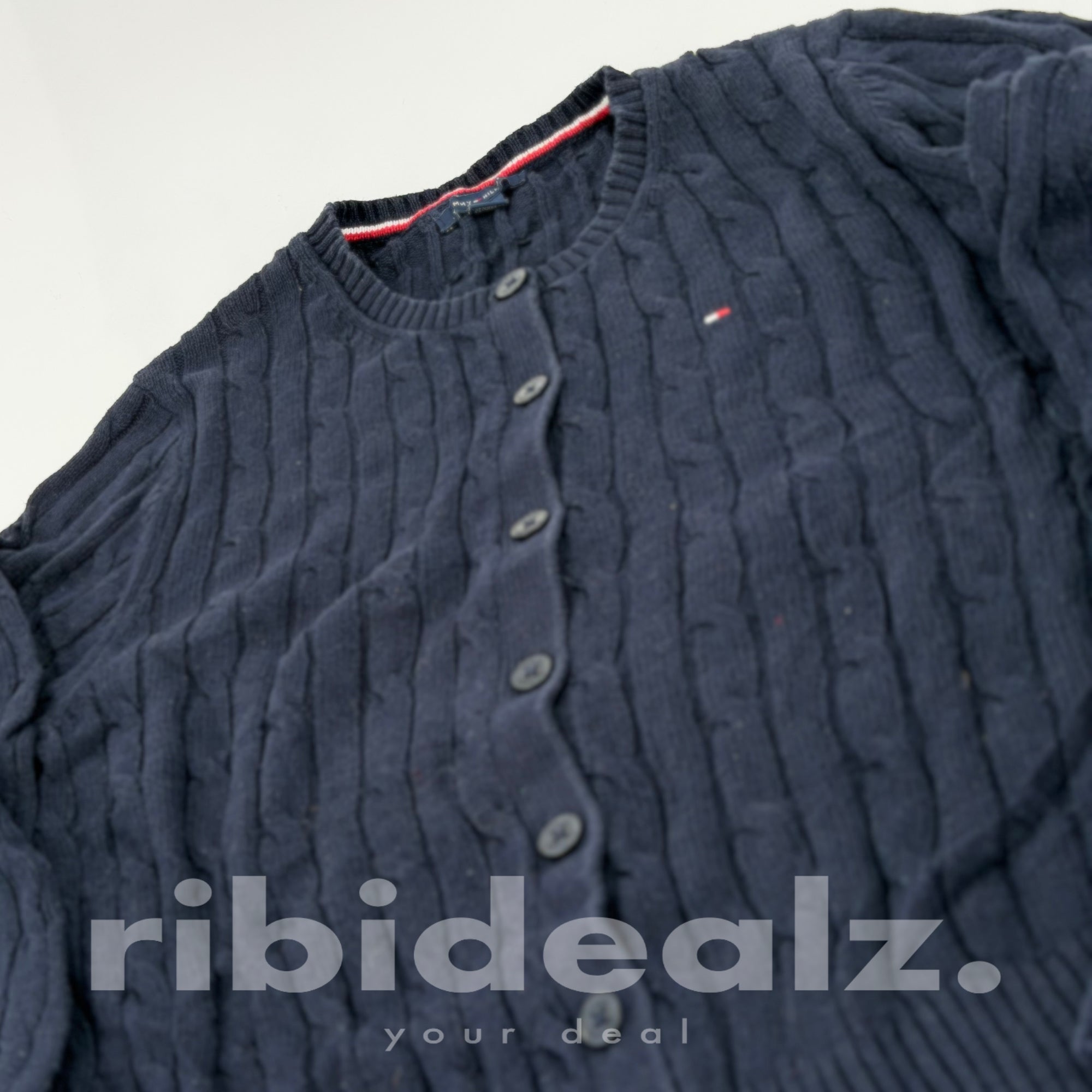 Tommy Hilfiger Strickjacke Damen Dunkelblau Cable Knit L Cardigan