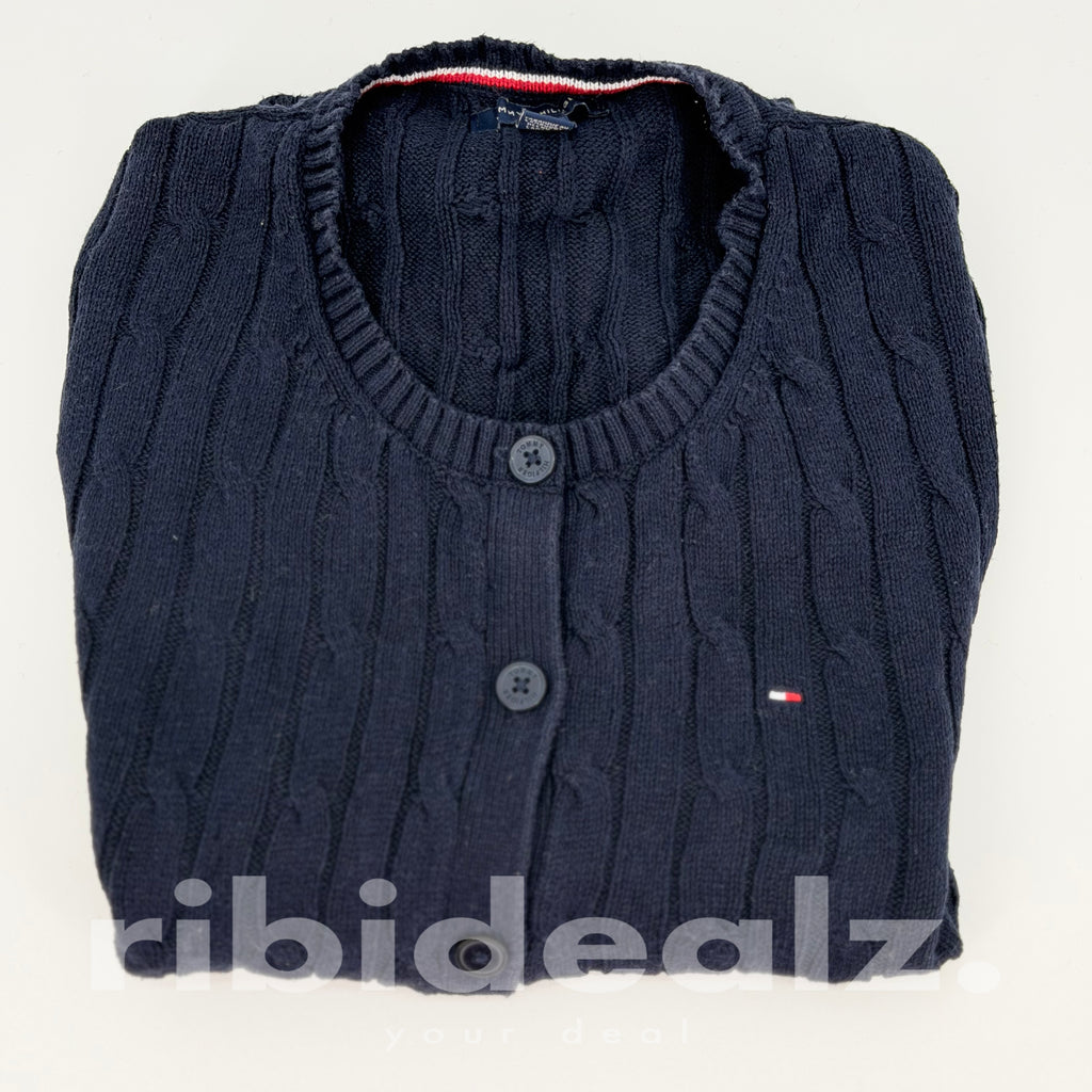 Tommy Hilfiger Strickjacke Damen Dunkelblau Cable Knit L Cardigan